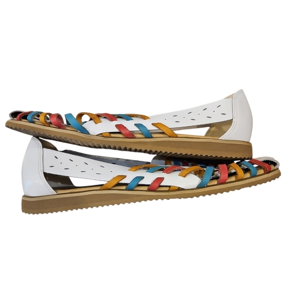 ComfortView SZ 11W Multicolor Leather Huarache Closed Toe Slip On Flat - Picture 4 of 8